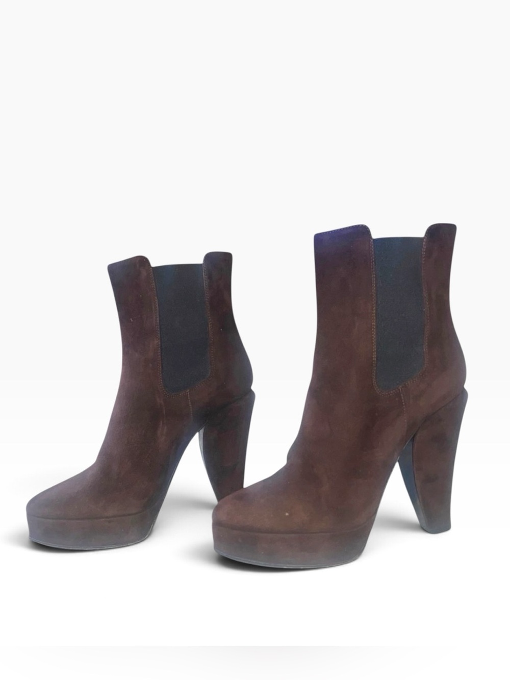 👜 Marni Suede Platform Chelsea Boots | Brown High Heel | Women’s 10‎